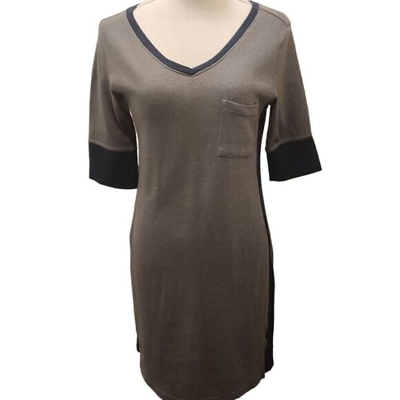 prAna Sweater Dress Women's Size XS Gray and Blue Small Front Pocket Side Stripe - Picture 1 of 10